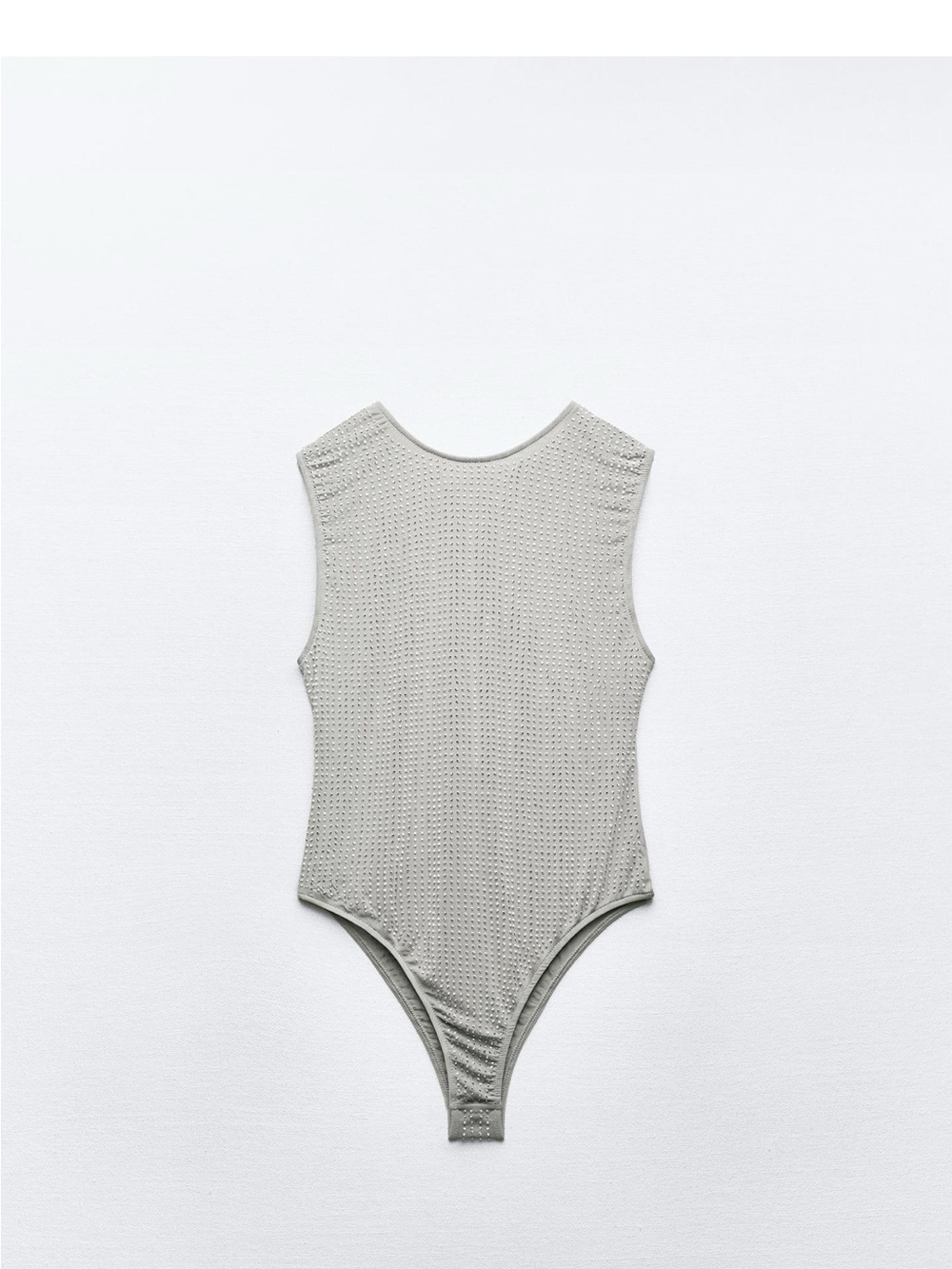 Zara Sleeveless One-Piece Stud Bodysuit in Light Gray